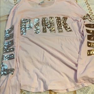Rose gold and silver sequin VS Pink l/s top xs